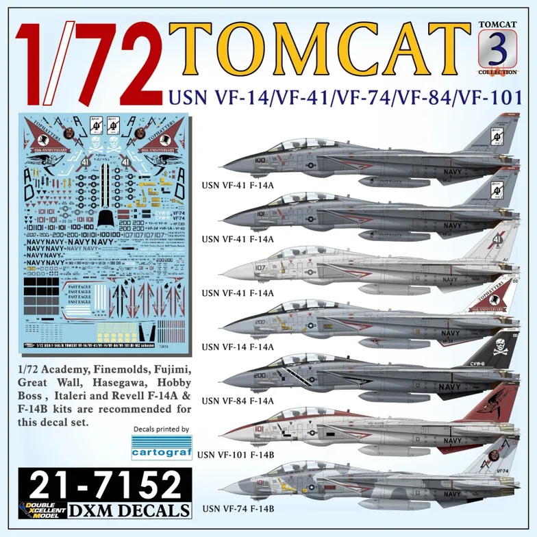 USN F-14A/B Tomcat Collection 3 - VF-14/41/74/84/101 au 1/72
