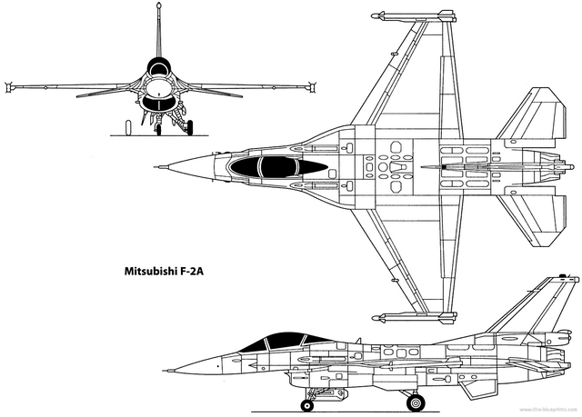 le plan à 3 vues d'un F-2A