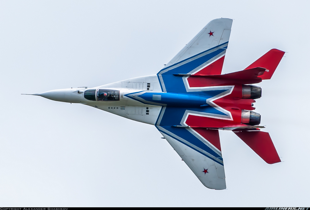 un MiG-29 9.13 en vol vu du dessus