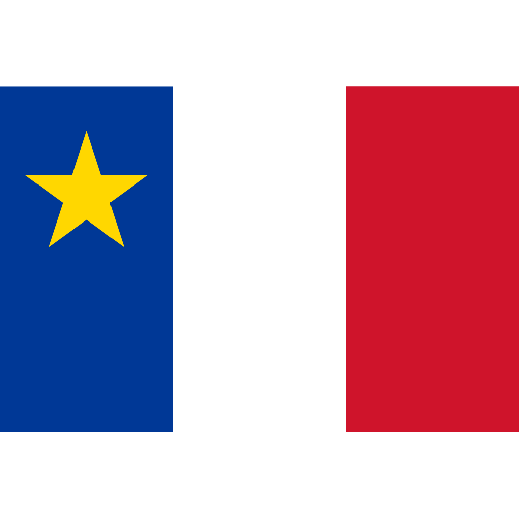 Drapeau de l'Acadie adopté par les Acadiens le 15 août 1884 lors d’une Convention nationale à Miscouche