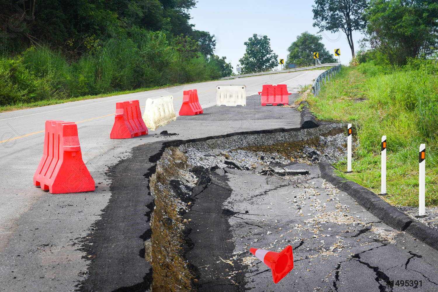 barrières en plastique, cône de signalisation et délinéateurs