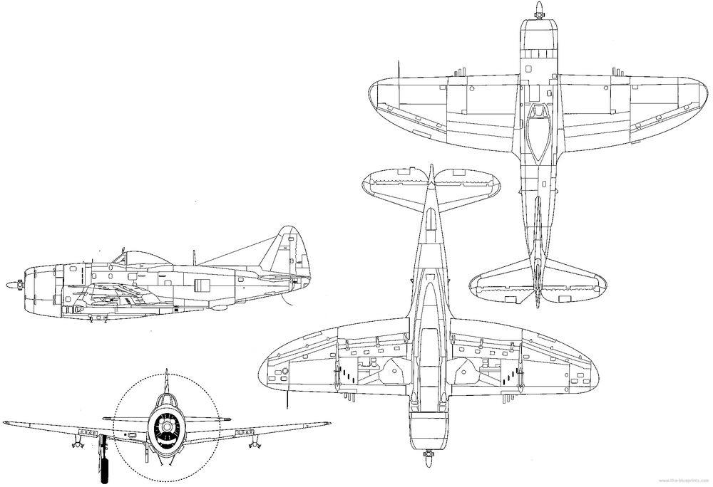 le plan multi vues du Republic P-47D-30 Thunderbolt