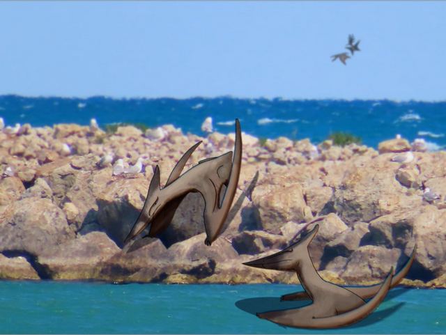 2 Pteranodons inclus dans un décors réel