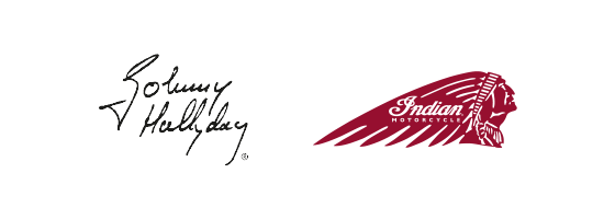 signature de Johnny Hallyday + logo d'Indian Motorcycle