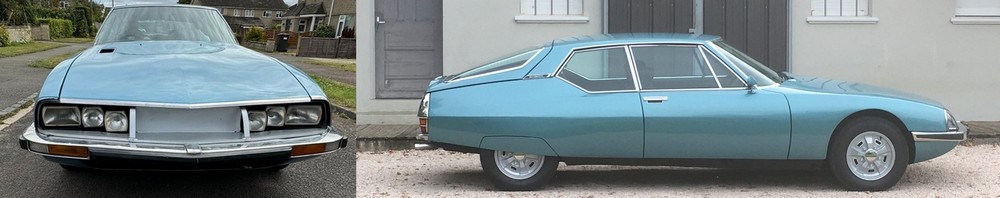 la Citroën SM vue de face et de profil